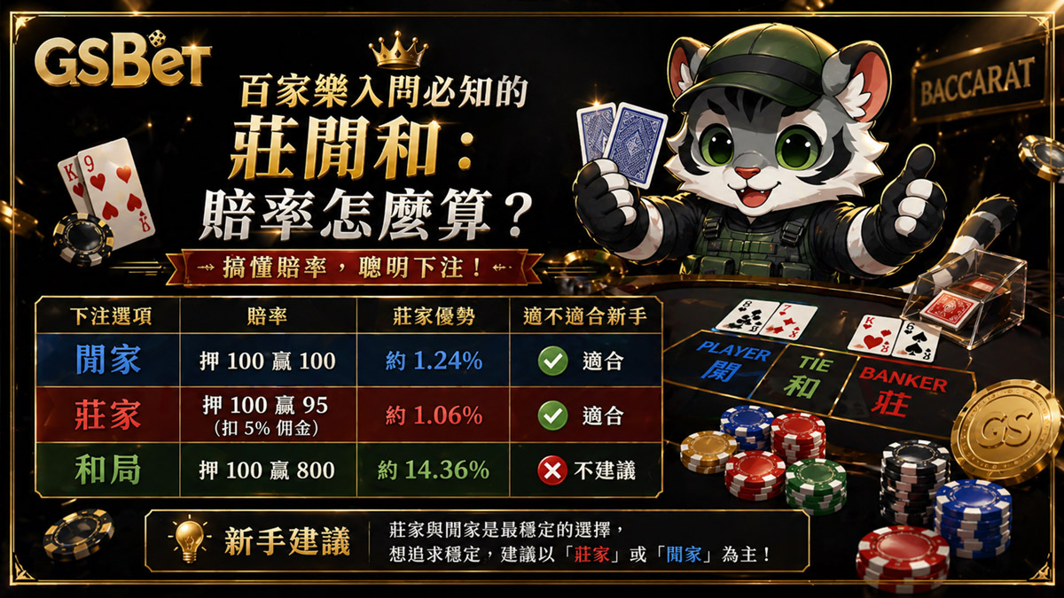 百家樂入門必知的莊閒和